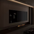 Modern TV Wall Design With Built in TV Shelves Decorative Items Green Plant And Fireplace