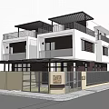 Modern Two Story Detached Villa Exterior With Balcony Greenery And Fence Design