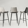 Modern Stylish Bar Stools With Light Grey And Black Seats And Metal Frame Legs