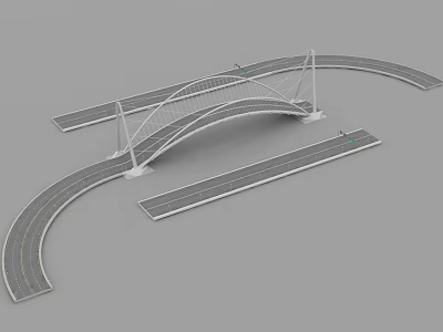 Modern Cable Stayed Bridge With Curved Approach Roads And Architectural Design 3d model