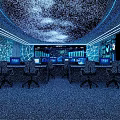 Modern Security Control Room With Multiple Monitoring Screens Consoles And Office Chairs