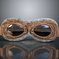Vintage Goggles Design With Copper Frame Stone Texture And Reflected Building Detail