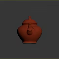 Classic Red Teapot With Exquisite Carved Patterns And Unique Handle Design Elements 3d model