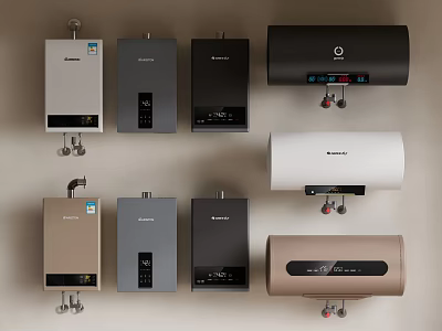 Vanward Water Heaters In Various Styles And Different Colors For Home Use 3d model