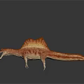 Red Brown Dinosaur Model With Spiked Sail And Detailed Texture On Dark Background