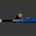 Baseball Sports Equipment With Wooden Bat Blue Bat And White Baseball