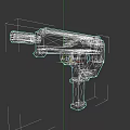 3D Low Poly Gun Model With Orange And Gray Color Design Features 3d model
