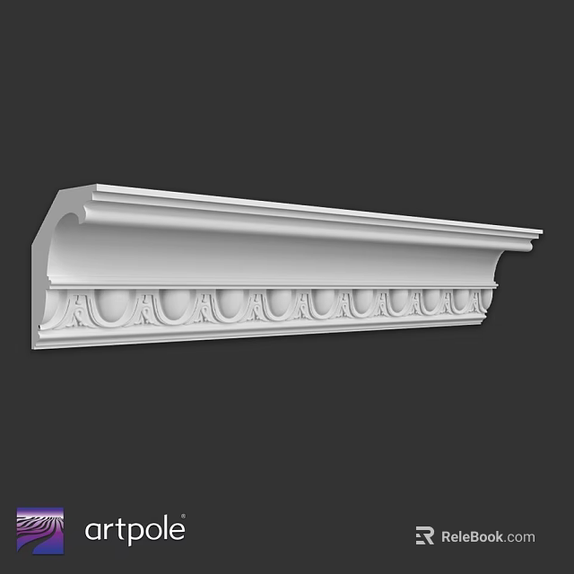 White Architectural Molding With Ornate Carved Patterns And Classical Design Details 3d model 