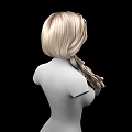 Game Film Character With Blonde Long Curly Hair Side Ponytail And Upper Body Black Background