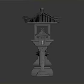 Traditional Architectural Stone Lanterns Three Different Sizes With Classic Roof Design For Garden Decor