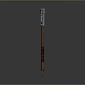 Ornate Silver Axe With Wooden Handle Brown Leather Straps And Decorative Patterns