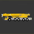 Yellow Heavy Duty Crane Truck With Extended Boom And Wheels