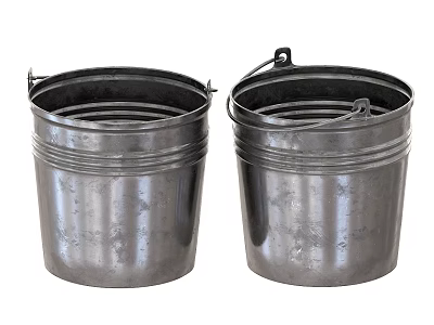 Two Practical Metal Buckets With Handles As Essential Household Storage Items 3d model