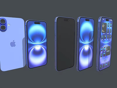 Various Mobile Phones With Different Screen Displays And Colorful Styles 3d model