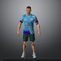 Male Model Wearing Blue Purple Gradient Polo Shirt Green Shorts And White Sneakers