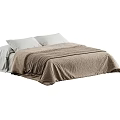 Modern Double Bed Interior With White Pillows Brown Blanket And Soft Linen Sheets 3d model