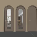 Security Door With Arched Design Wooden Frame And Glass Panel Options 3d model