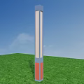 Outdoor Light on Green Grassland with Blue Gray Top Bottom White Glowing Part Red Decoration