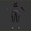 Tactical Character Outfit With Black Green Vest Gray Pants Pink Shoes And Accessories