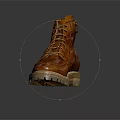 Brown Leather Lace Up Boots With Side Zipper And Thick Rubber Sole Casual Style