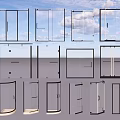 Transparent Glass Doors in Various Styles Against Blue Sky Background