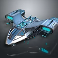 Futuristic Sci Fi Weapon with Metallic Body Blue Glowing Lights and Streamlined Design
