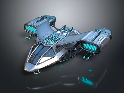 Futuristic Sci Fi Weapon with Metallic Body Blue Glowing Lights and Streamlined Design 3d model