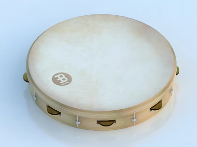 Traditional Wooden Frame Drum With Remo Natural Drumhead And Metal Hardware 3d model