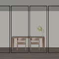 Modern Glass Partitions With Various Textures And Black Frames For Interior Design 3d model