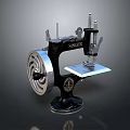 Vintage Singer Sewing Machine With Classic Black Body And Silver Mechanical Parts