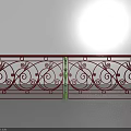 Decorative Railing With Intricate Scroll Patterns And Red Green Accents 3d model