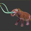 Realistic Woolly Mammoth With Long White Tusks And Brown Fur Standing On Gray Background