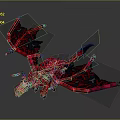 Red And Blue Dragon Game Movie Character With Detailed Wings And Scaled Body