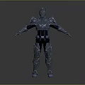 Futuristic Character Wearing Blue Silver Armor With Intricate Design Standing Pose 3d model