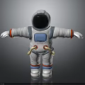 Detailed Astronaut Model With White Space Suit Blue Red Accents And Open Arms