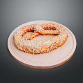 Freshly Baked Soft Pretzel Topped With Sesame Seeds On Wooden Plate