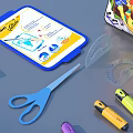 Colorful Schoolbag And Assorted Stationery Items With Pencils Scissors Rulers And Erasers