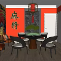 New Chinese Chess and Cards Room Net Red National Tide Mahjong Hall Mahjong Room 3d model
