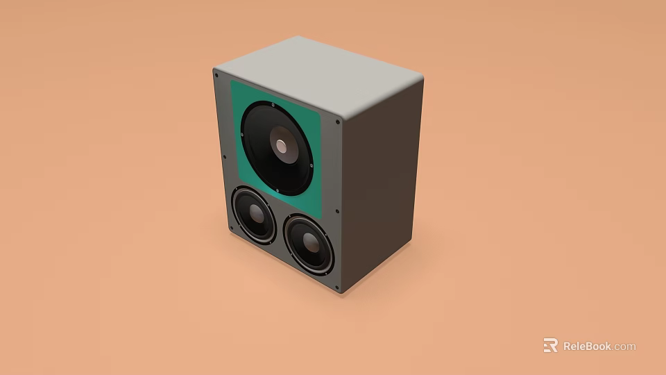 Musical Instrument Audio Equipment With Grey Green Cabinet And Three Speakers 3d model 
