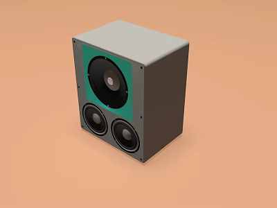 Musical Instrument Audio Equipment With Grey Green Cabinet And Three Speakers 3d model