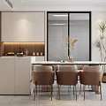 Modern Open Concept Living and Dining Room Interior With Sofa TV Coffee Table And Large Window