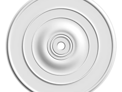 Sleek Round White Ceiling Light Plate With Decorative Circular Rings And Smooth Surface 3d model