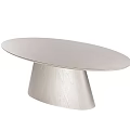 Sleek Modern Dining Table With Round Top And Wooden Textured Base Design 3d model