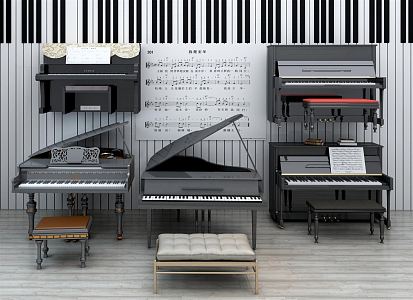 Modern Piano Musical Instrument Electric Piano Mechanical Piano Musical Instrument Combination Piano Combination Piano Vertical Piano Grand Piano 3d model