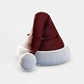 Festive Red Christmas Hat with White Trim and Green Star Decorations