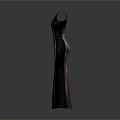 Elegant Sleeveless Long Dress With Patterned Brown Black Design And Fitted Silhouette