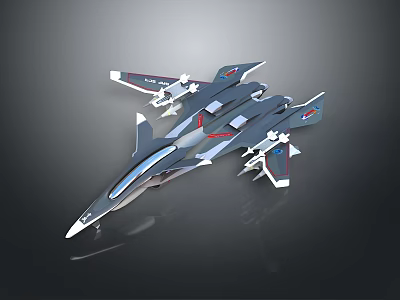 Modern Fighter Jet 3D Rendering With Streamlined Body Detailed Wings And Blue Gray Color 3d model
