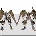 Two Brown And Silver Robot Models With Wings Weapons And Mechanical Details 3d model