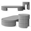 Modern Coffee Table With Ribbed Design And Multiple Colors In Oval And Cylindrical Shapes