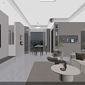 Modern Minimalist Light Toned Open Layout Living And Dining Room Cozy Interior Design Idea